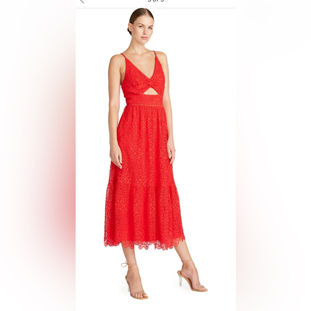 Monique Lhuillier dress. Cutout lace midi dress. Worn once, perfect condition.